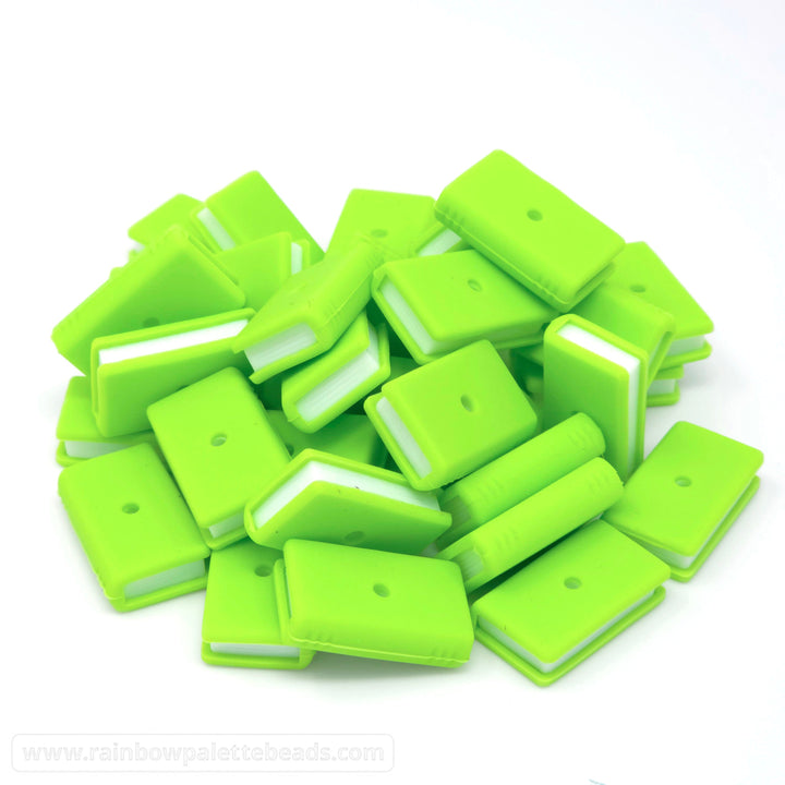 3D Book Silicone Focal Beads - Bright Lime Green - Beads