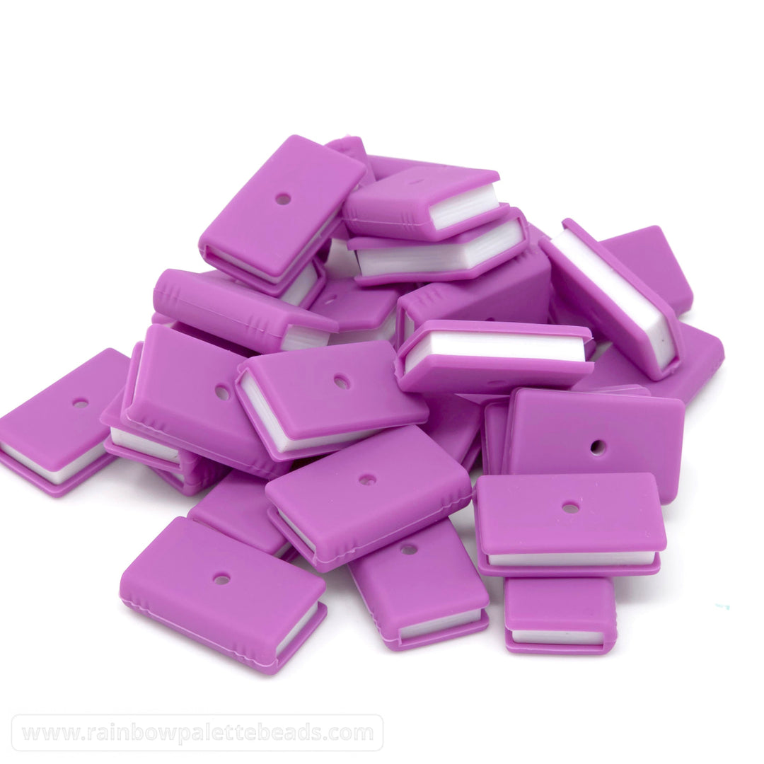 3D Book Silicone Focal Beads - Lavender - Beads