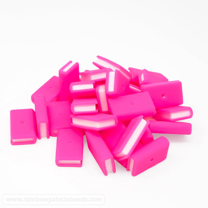 3D Book Silicone Focal Beads - Neon Pink - Beads