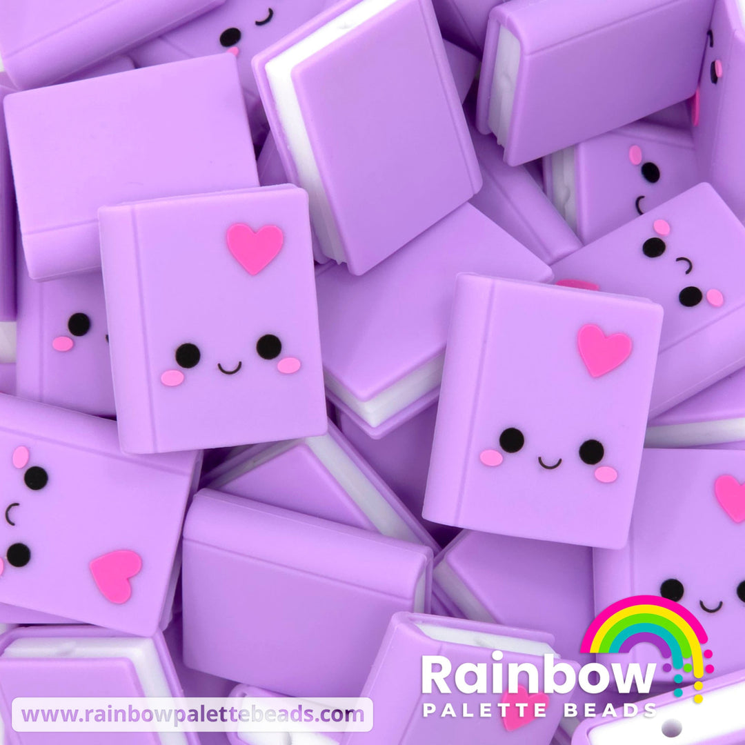 3D Cute Book Exclusive Silicone Focal Beads - Lavender - Beads