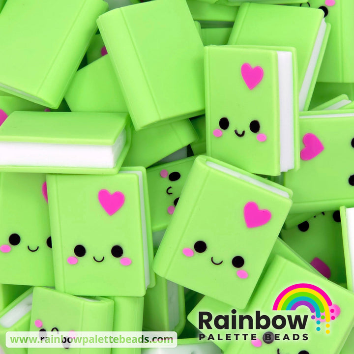 3D Cute Book Exclusive Silicone Focal Beads - Light Lime - Beads