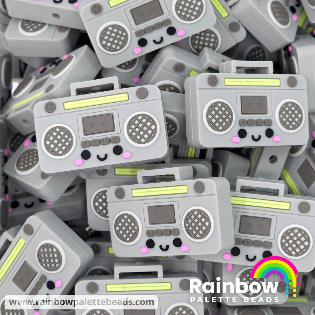3D Cute Boom Box Radio Exclusive Silicone Focal Beads Gray Beads