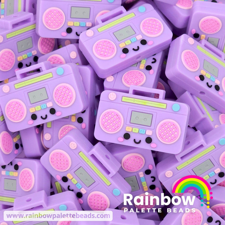 3D Cute Boom Box Radio Exclusive Silicone Focal Beads Purple Beads
