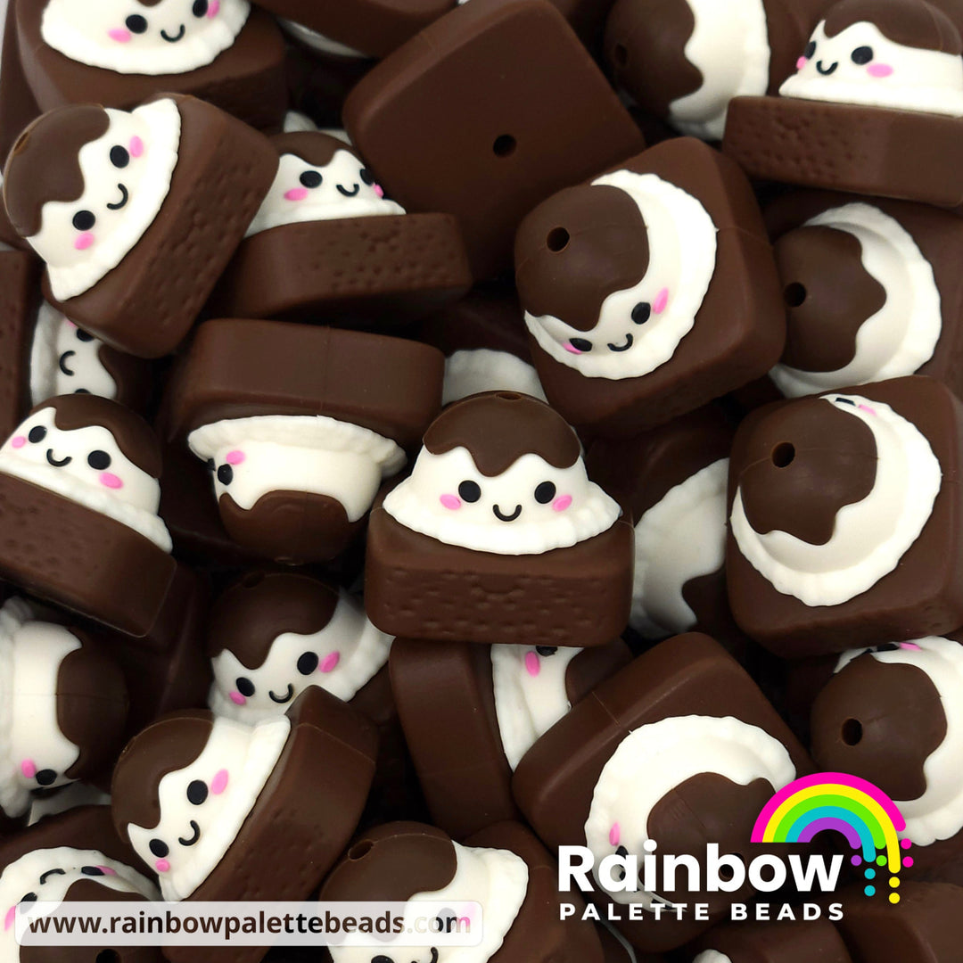 3D Cute Brownie à la Mode Exclusive Silicone Focal Bead Beads
