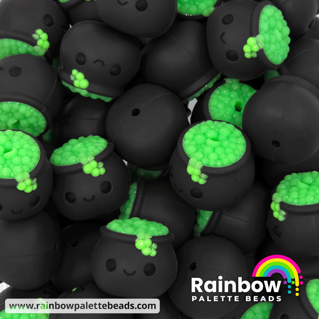3D Cute Bubbling Cauldron Exclusive Silicone Focal Beads - Black - Beads
