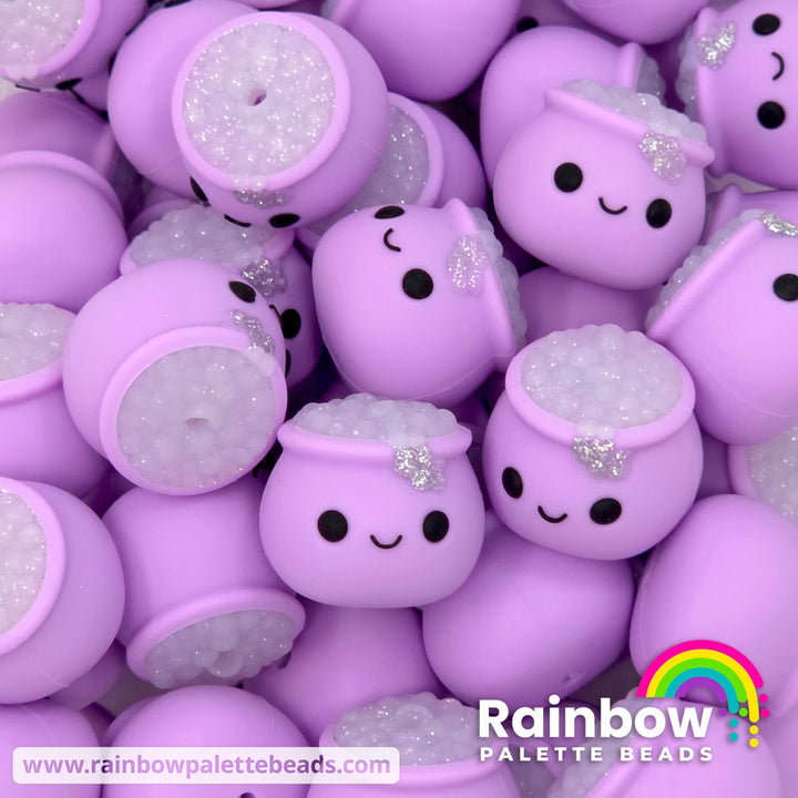 3D Cute Bubbling Cauldron Exclusive Silicone Focal Beads - Purple - Beads