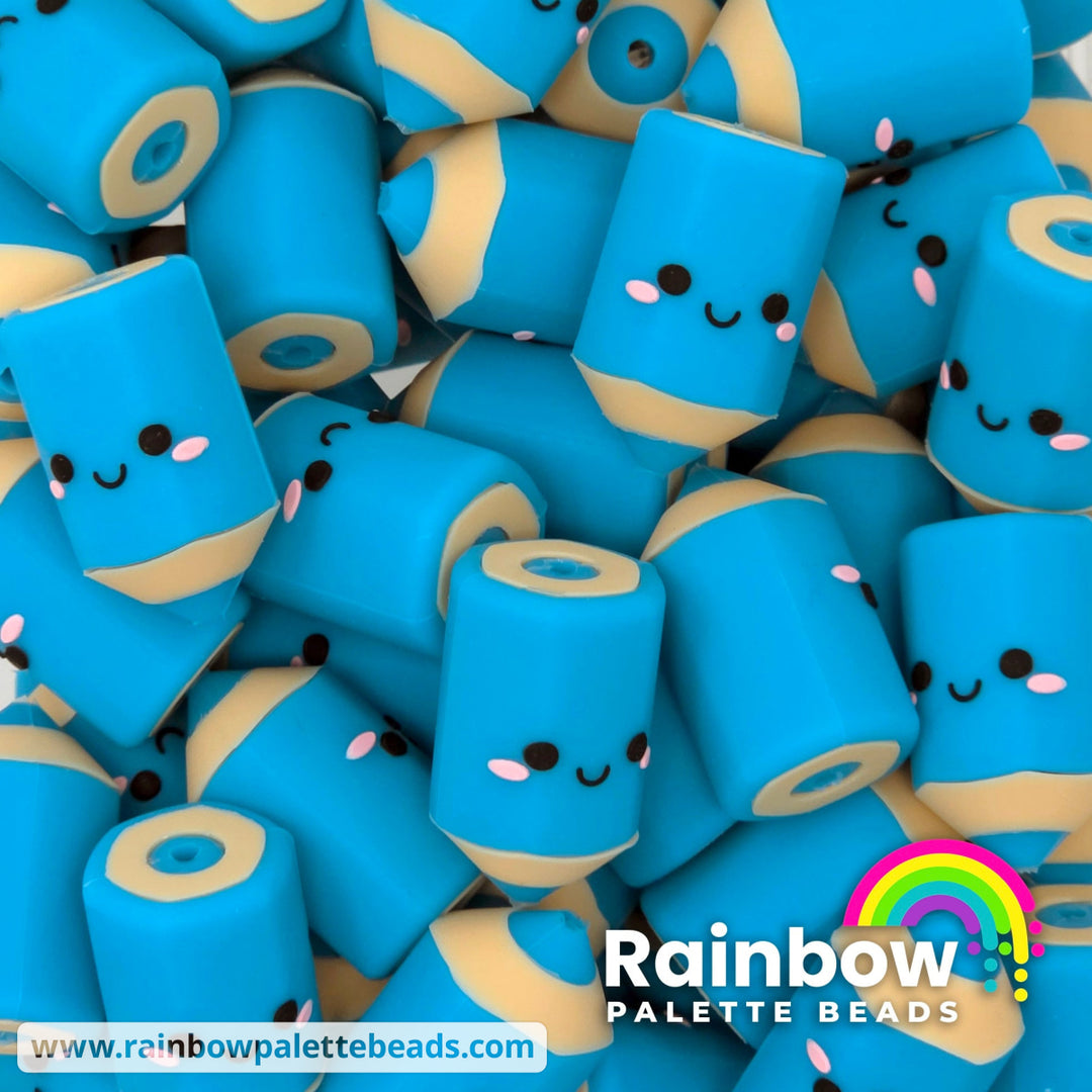3D Cute Colored Pencil Exclusive Silicone Focal Beads - Blue - Beads