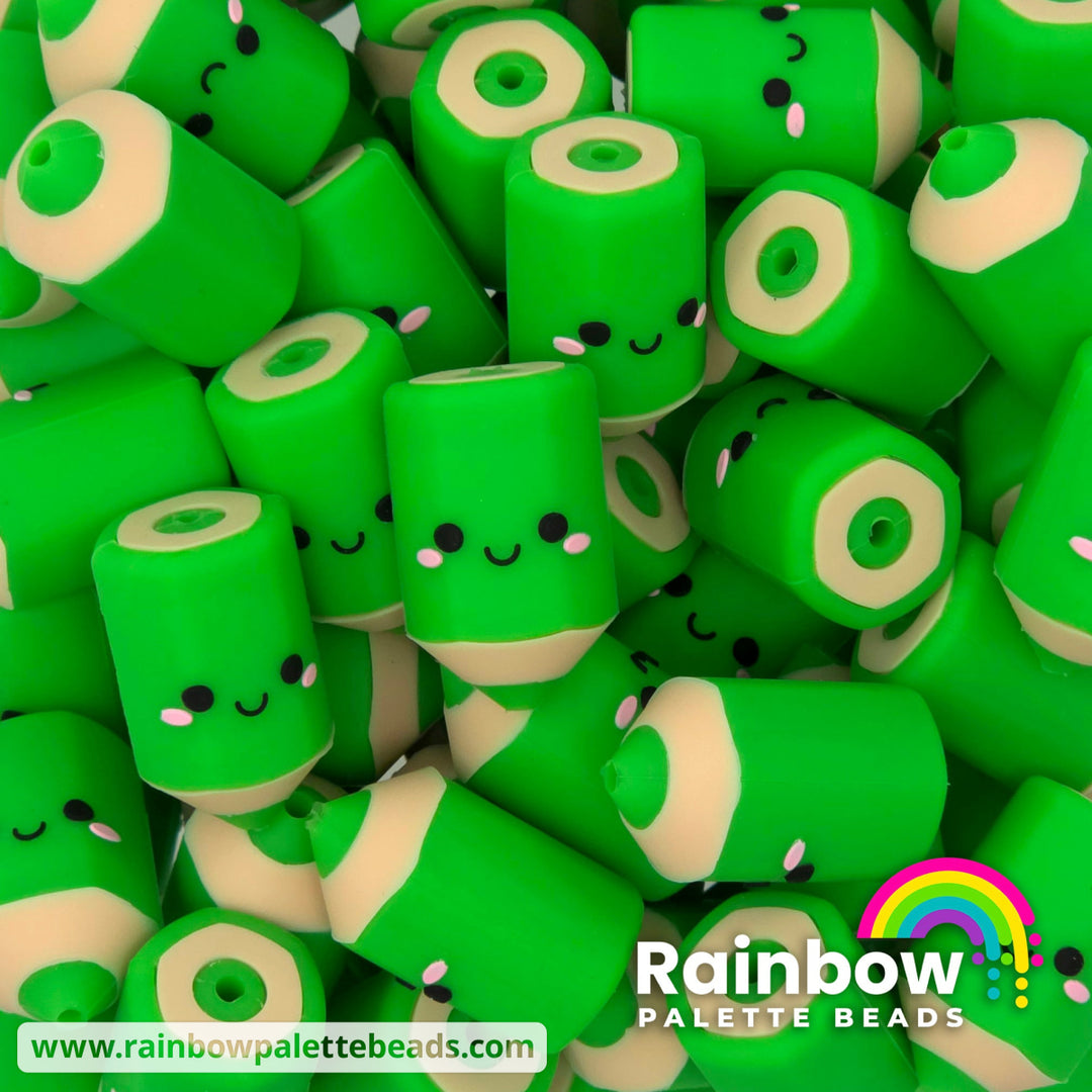 3D Cute Colored Pencil Exclusive Silicone Focal Beads - Green - Beads