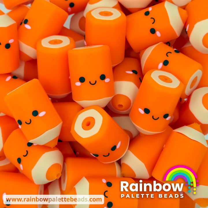 3D Cute Colored Pencil Exclusive Silicone Focal Beads - Orange - Beads