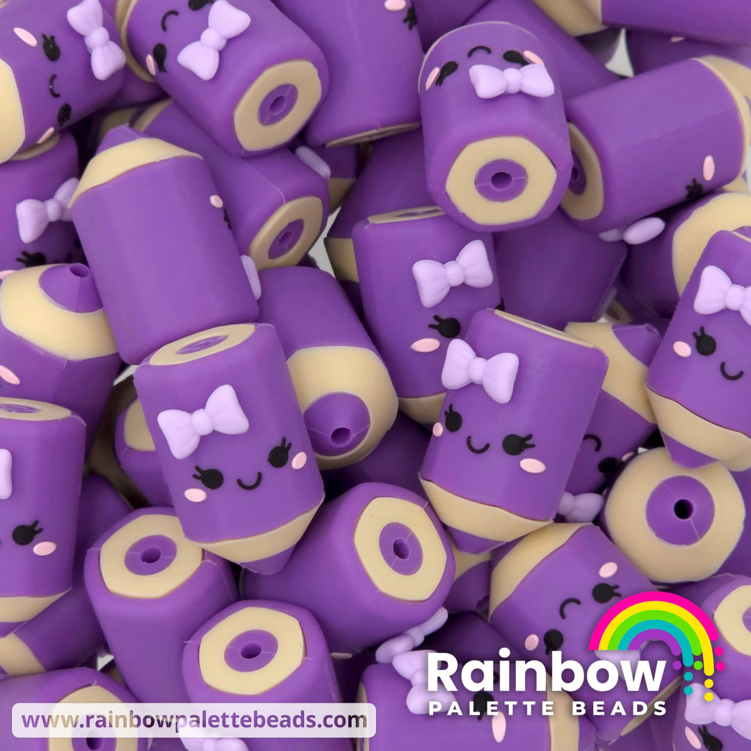 3D Cute Colored Pencil Exclusive Silicone Focal Beads - Purple - Beads