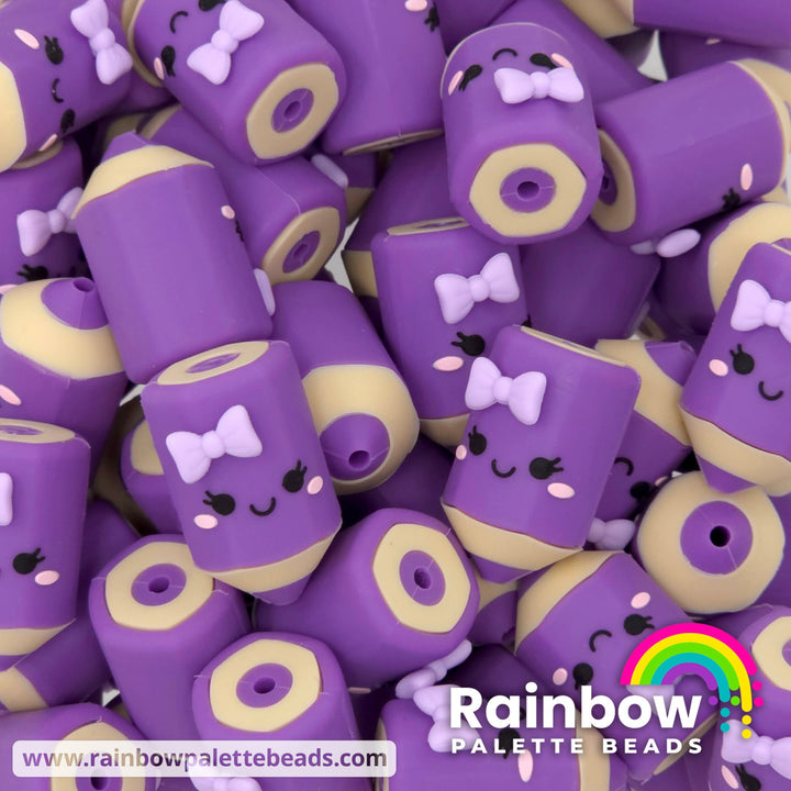 3D Cute Colored Pencil Exclusive Silicone Focal Beads - Purple - Beads