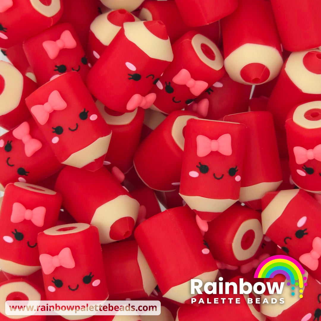 3D Cute Colored Pencil Exclusive Silicone Focal Beads - Red - Beads