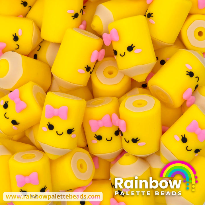 3D Cute Colored Pencil Exclusive Silicone Focal Beads - Yellow - Beads