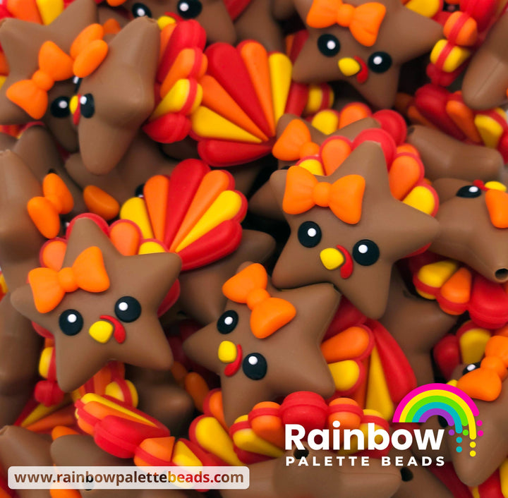 3D Cute Turkey Star Exclusive Silicone Focal Beads Beads
