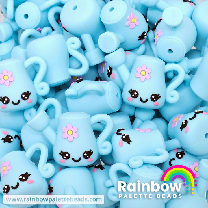 3D Cute Watering Can Exclusive Silicone Focal Beads Bright Blue Beads