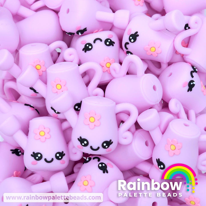 3D Cute Watering Can Exclusive Silicone Focal Beads Pastel Purple Beads
