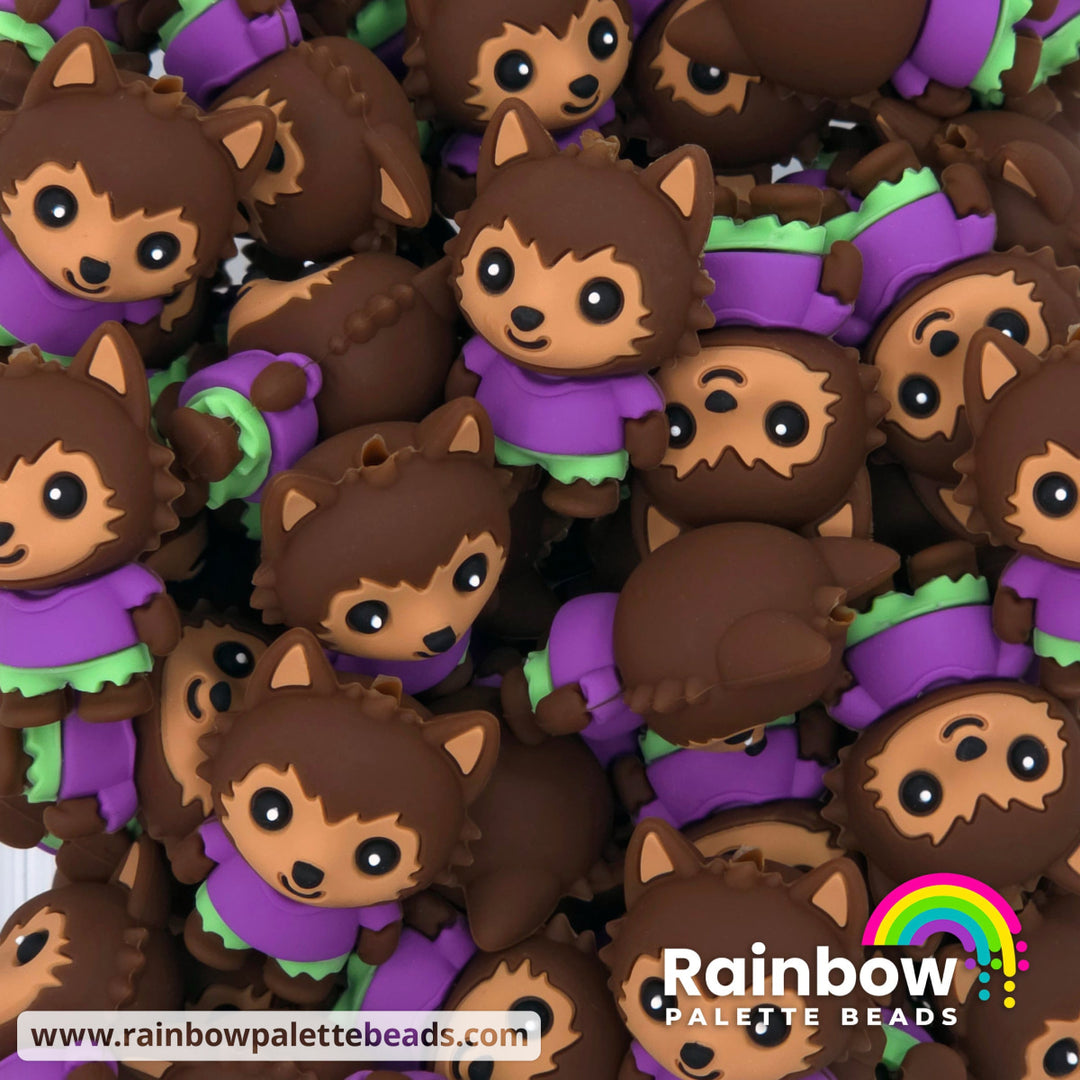 3D Cute Werewolf Exclusive Silicone Focal Beads - Purple - Beads