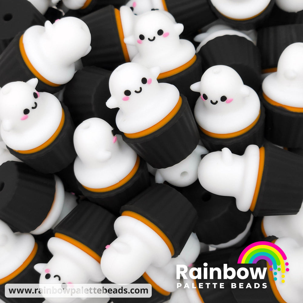 3D Ghost Cupcake Exclusive Silicone Focal Beads Black Beads