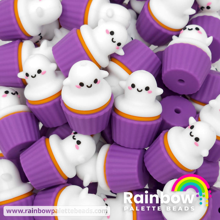 3D Ghost Cupcake Exclusive Silicone Focal Beads Purple Beads