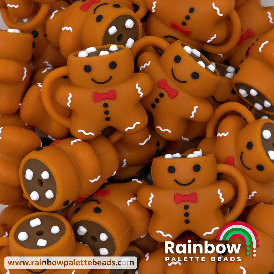3D Gingerbread Hot Cocoa Mug Exclusive Silicone Focal Beads - Beads