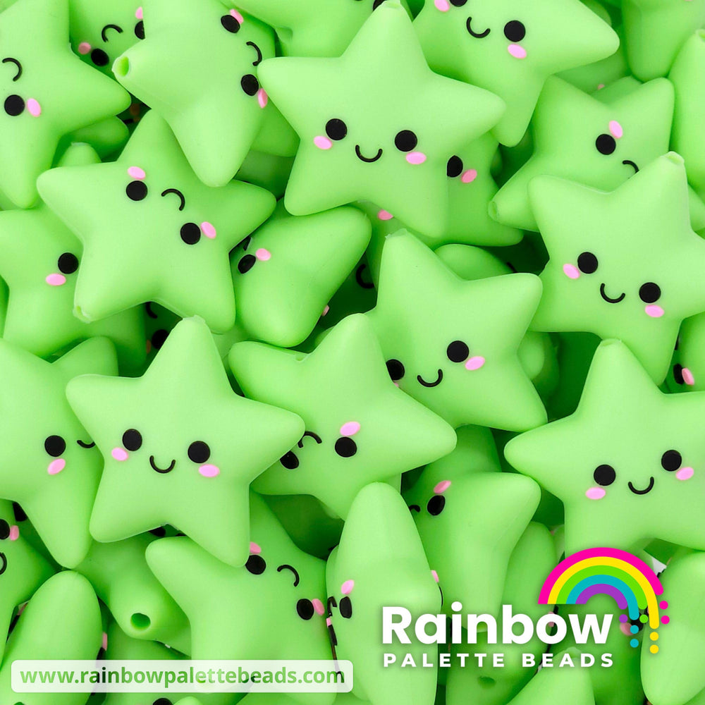 3D Happy Star Exclusive Silicone Focal Bead Key Lime Green Beads