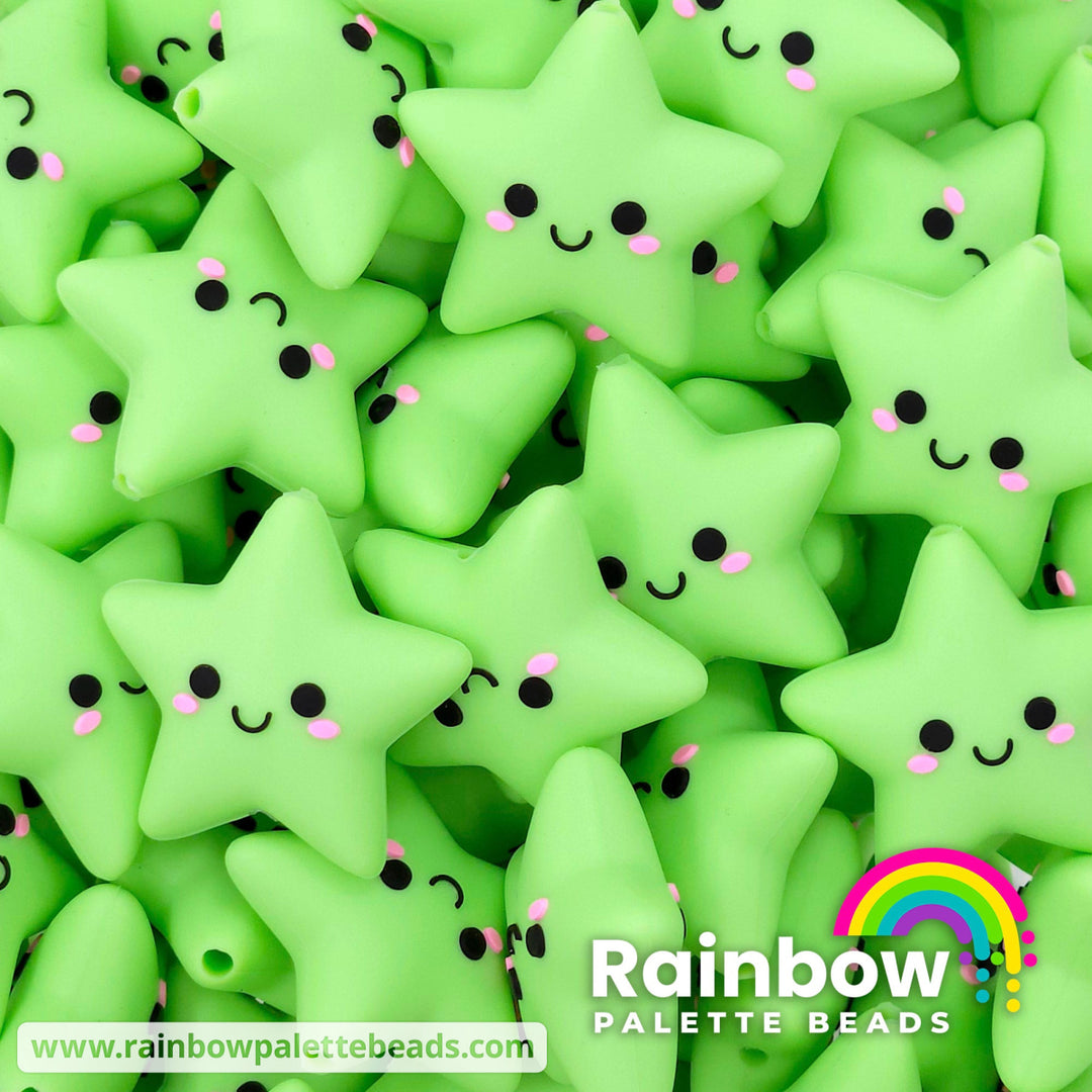 3D Happy Star Exclusive Silicone Focal Bead Key Lime Green Beads