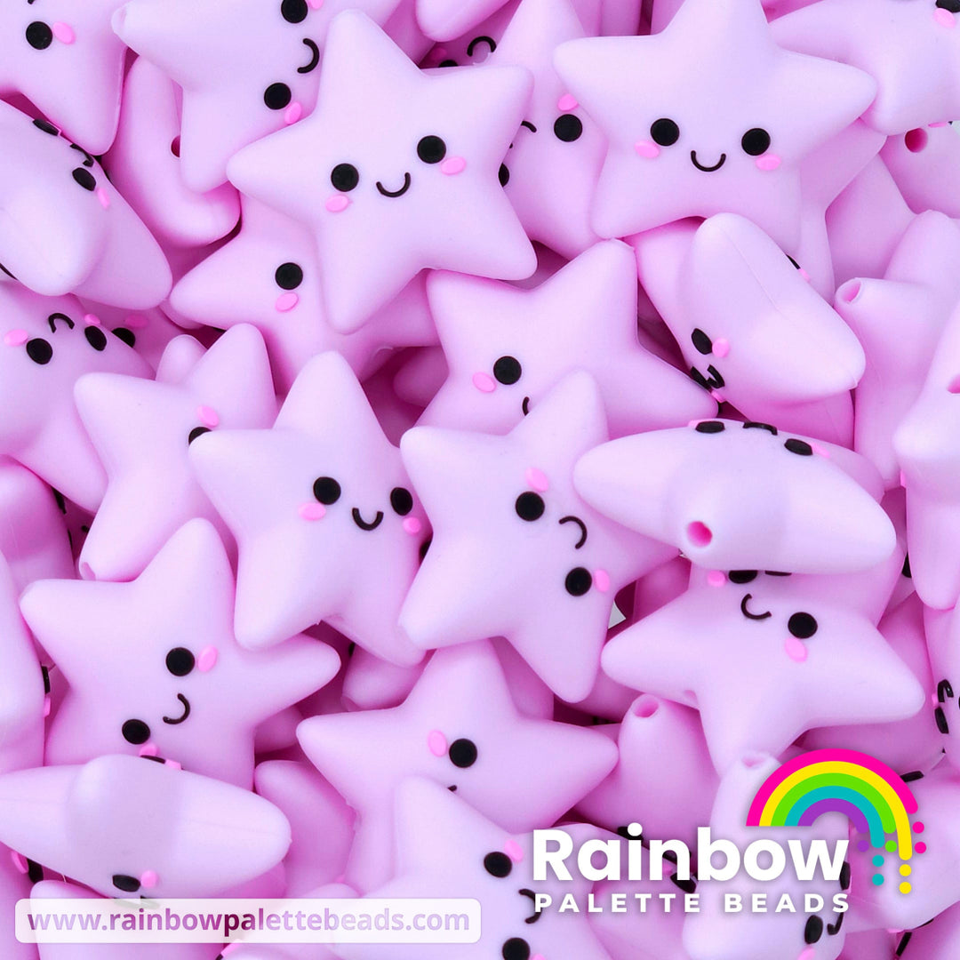 3D Happy Star Exclusive Silicone Focal Bead Sweet Lilac Purple Beads