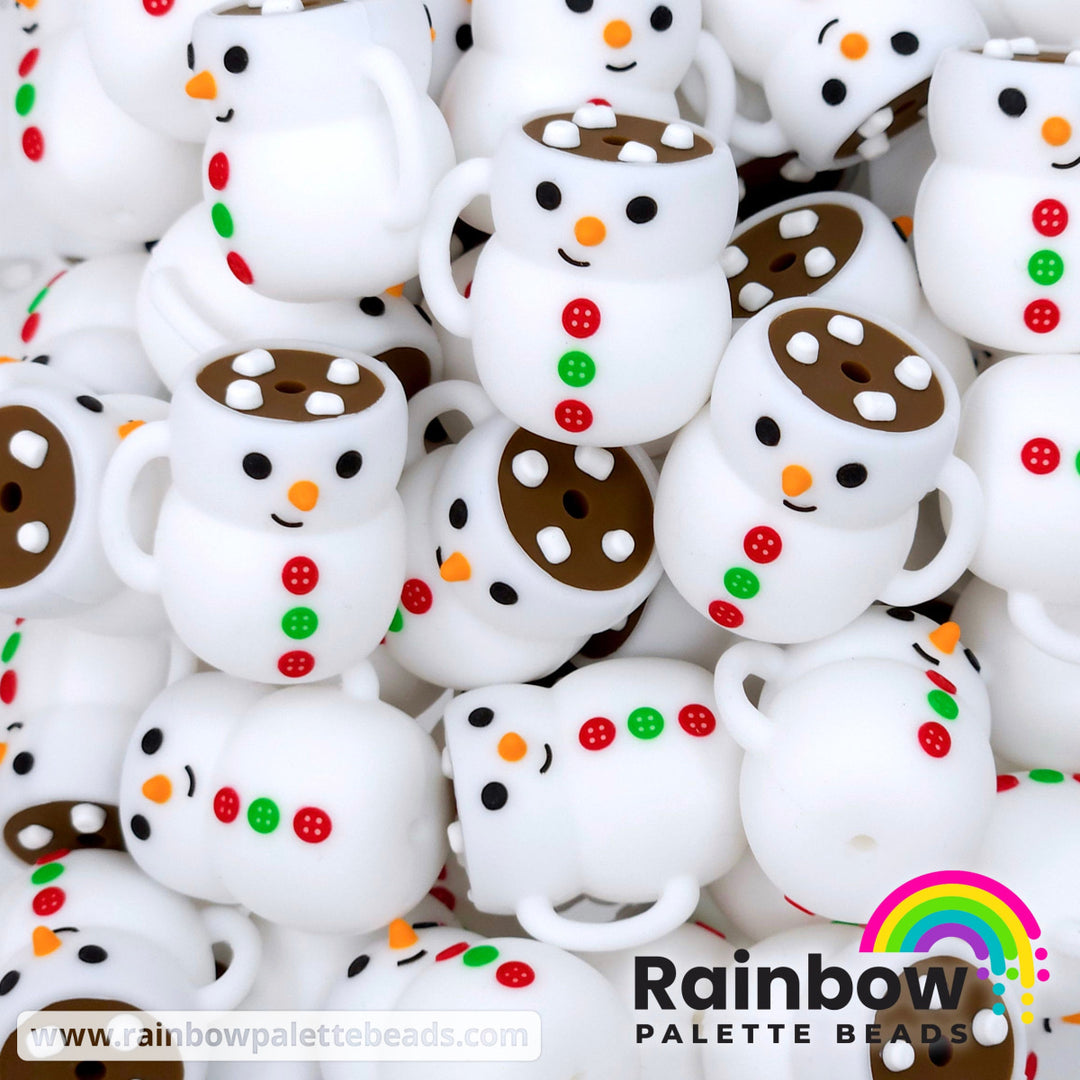 3D Hot Cocoa Snowman Mug Exclusive Silicone Focal Beads Beads