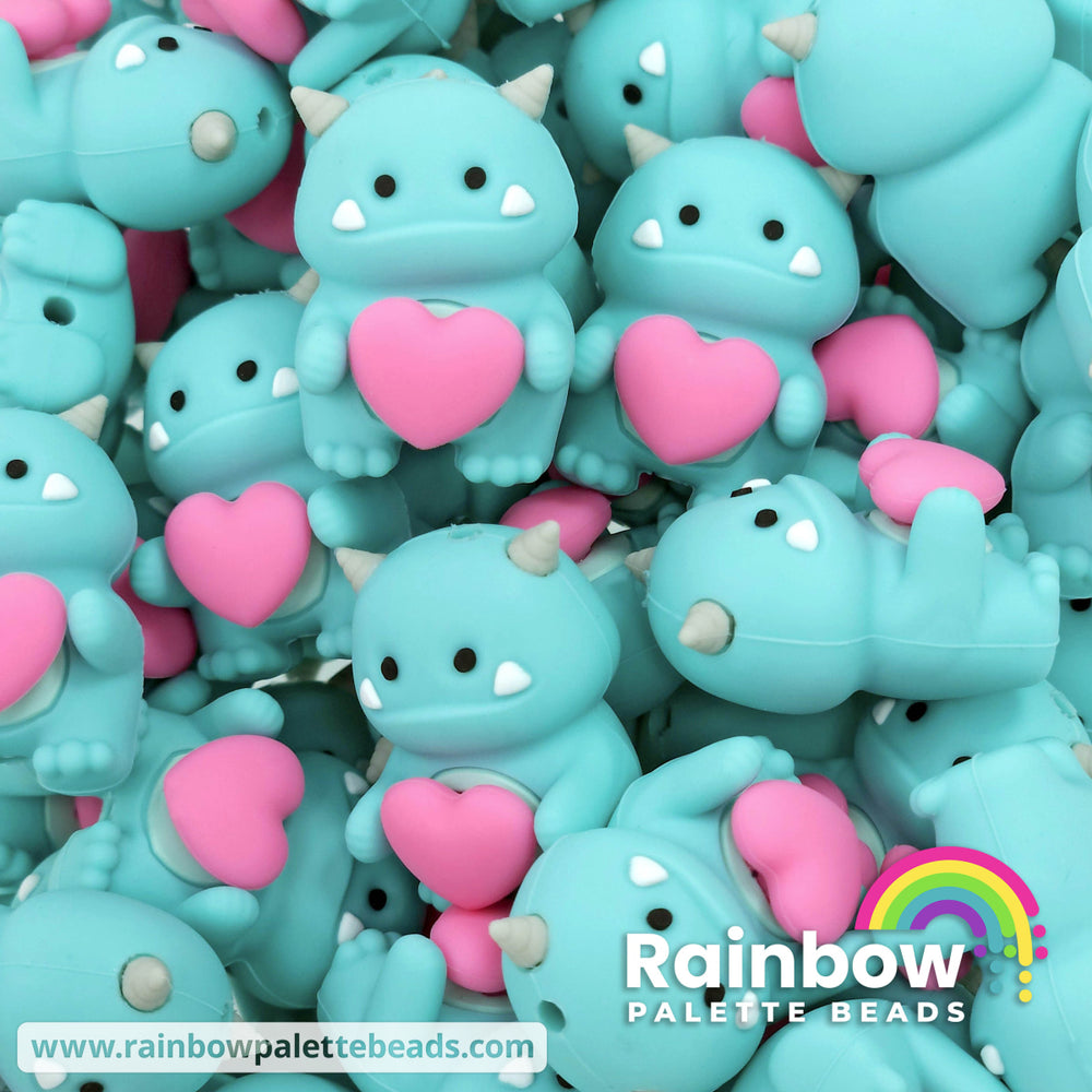 3D Love Monster Exclusive Silicone Focal Beads Aqua Blue Beads