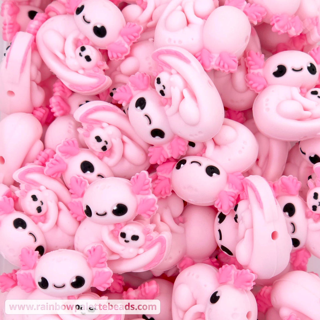 3D Mama & Baby Axolotl Silicone Focal Beads - Beads