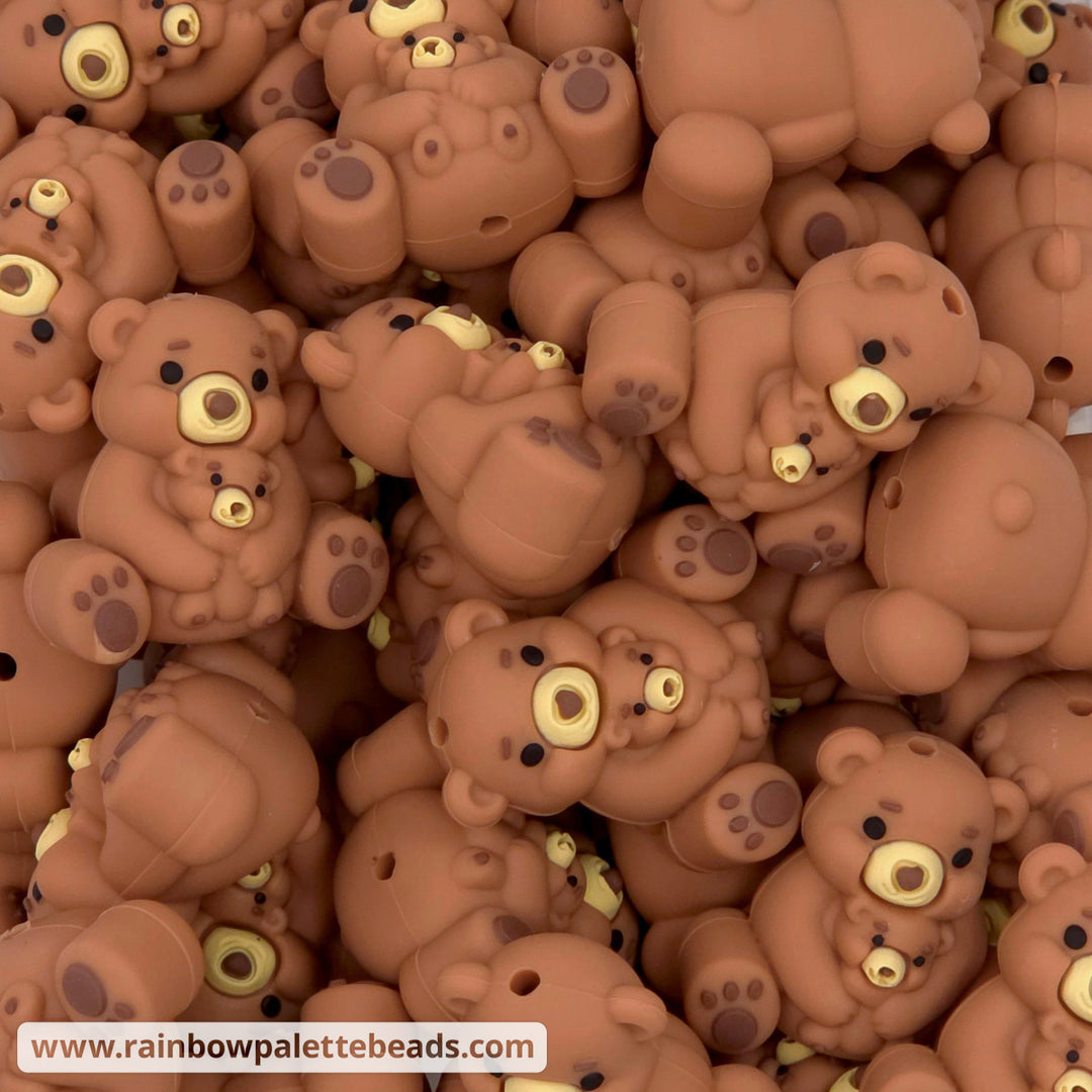 3D Mama & Baby Bear Focal Bead - Beads