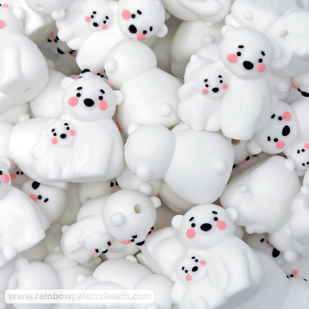 3D Mama & Baby Polar Bear Focal Bead - Beads