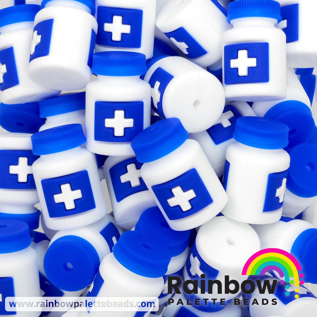 3D Medicine Pill Bottle Exclusive Silicone Focal Bead Royal Blue / Single Bead Beads