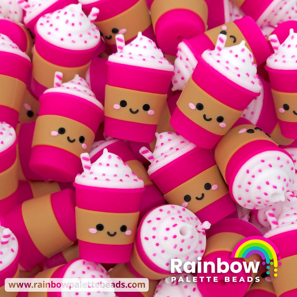 3D Multiple Color Sprinkle Drink Exclusive Silicone Focal Beads Bright Pink Beads