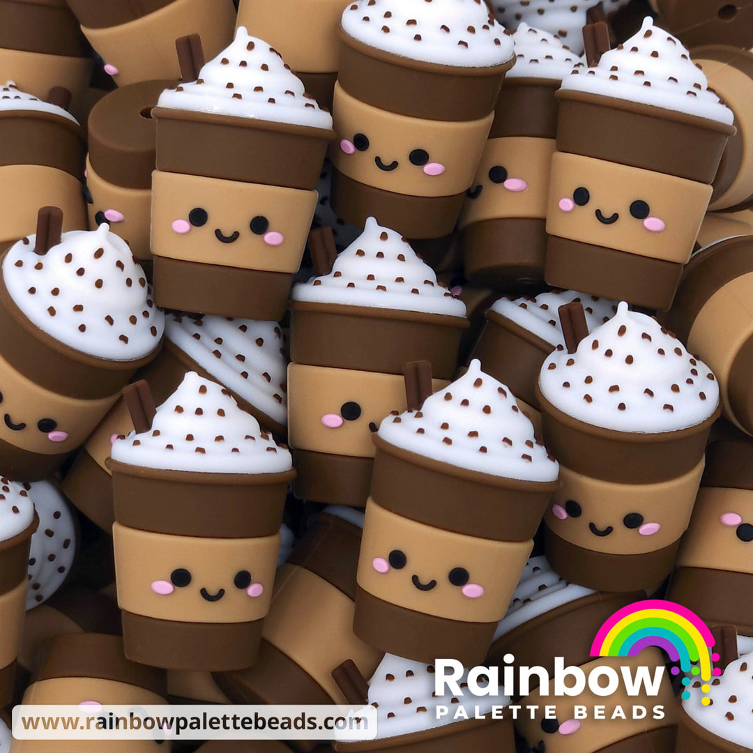 3D Multiple Color Sprinkle Drink Exclusive Silicone Focal Beads Chocolate Brown Beads