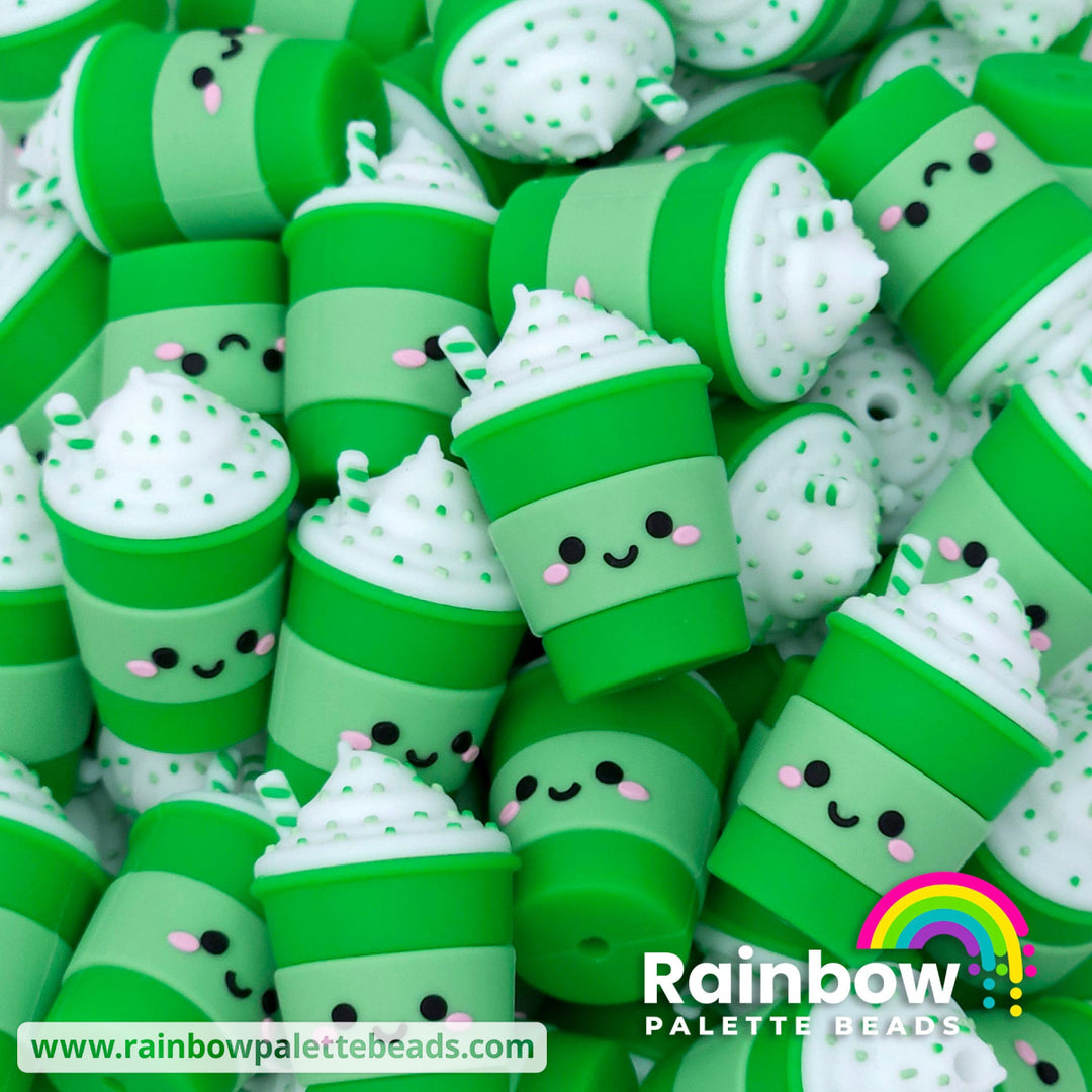 3D Multiple Color Sprinkle Drink Exclusive Silicone Focal Beads Green Beads