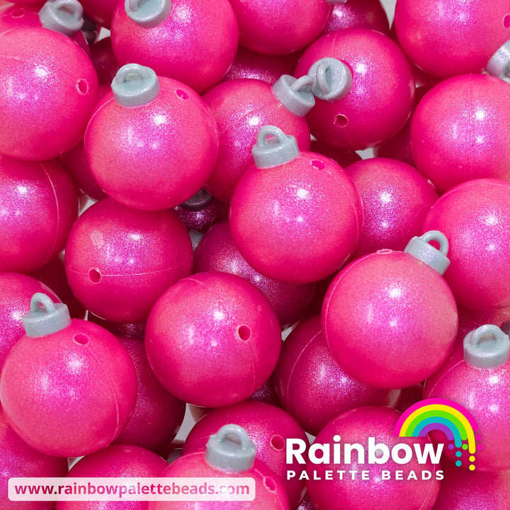 3D Opal Christmas Ornament (Bauble) Exclusive Silicone Focal Beads Bright Pink Beads