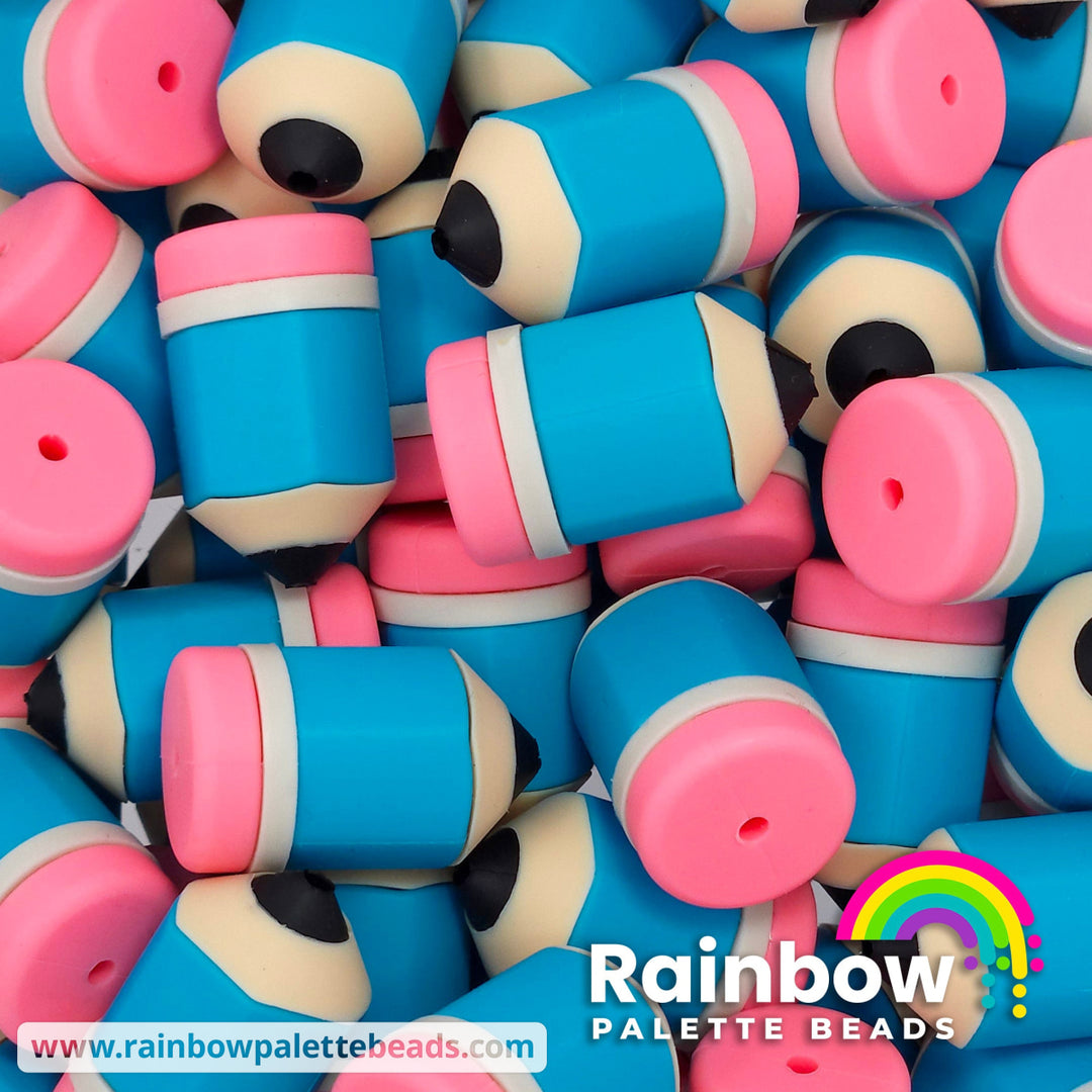 3D Pencil Exclusive Silicone Focal Bead (No Face) Blue Beads