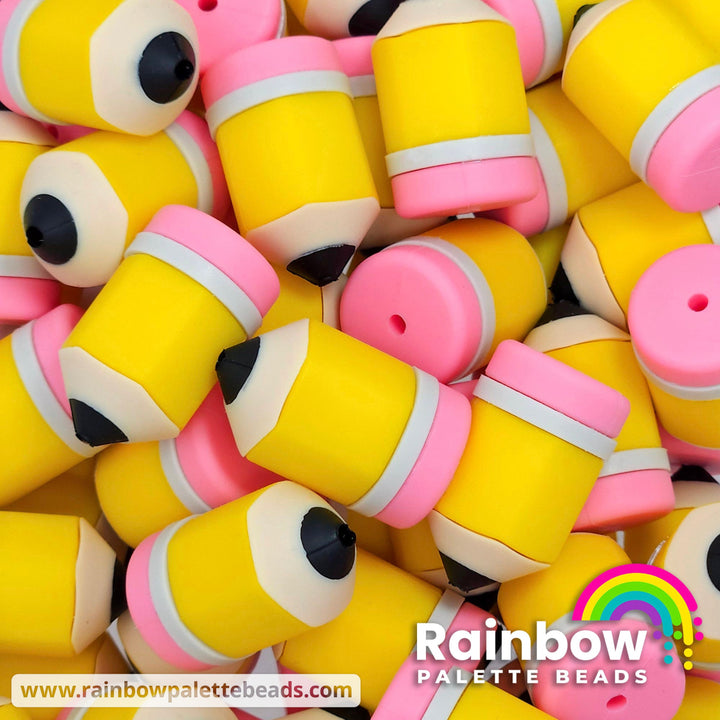 3D Pencil Exclusive Silicone Focal Bead (No Face) Yellow Beads