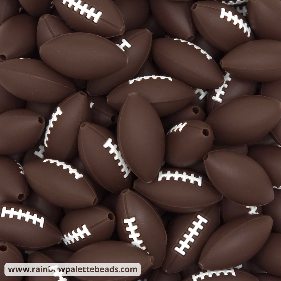 3D Plain Vertical Football Silicone Focal Beads - Beads