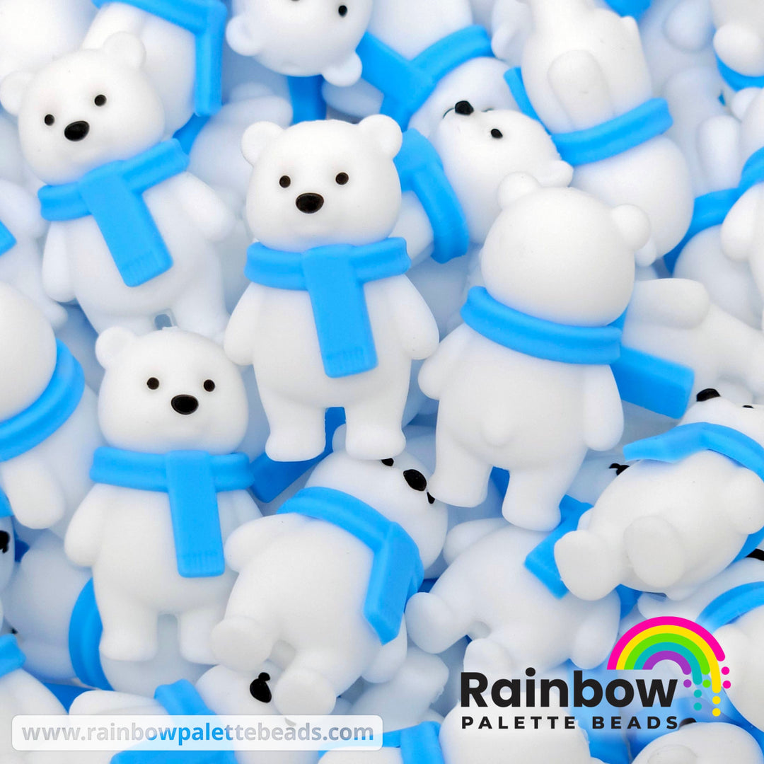 3D Polar Bear with Scarf Exclusive Silicone Focal Beads Beads