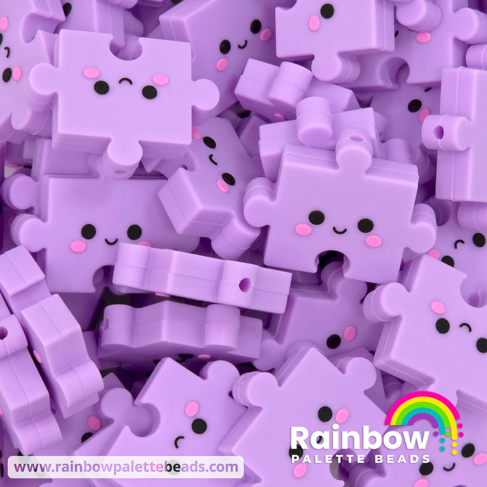 3D Puzzle Piece Exclusive Silicone Focal Beads - Lavender - Beads