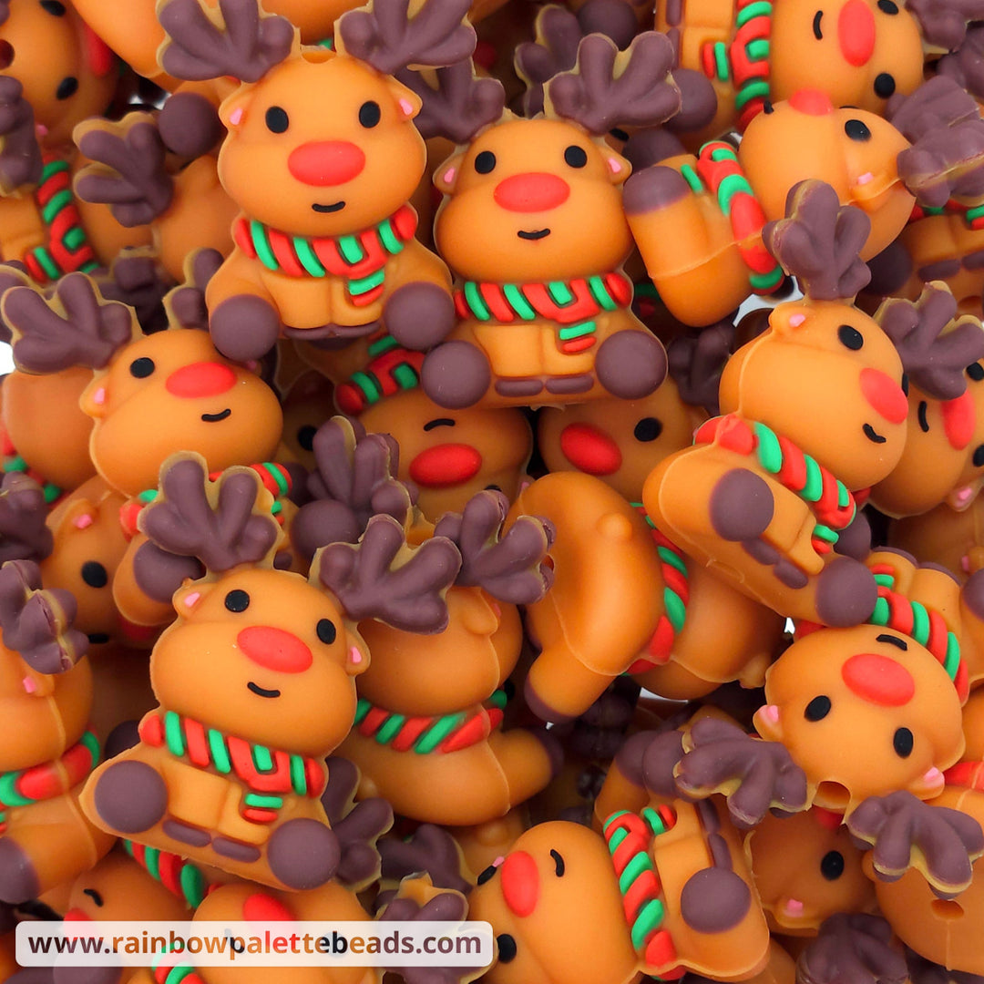 3D Reindeer Silicone Focal Beads Beads