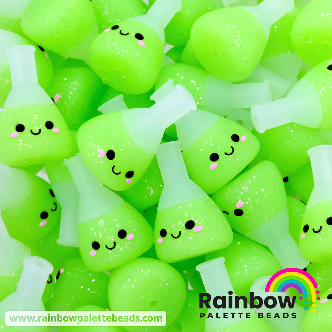 3D Science Erlenmeyer Flask Beaker Test Tubes Potion Exclusive Silicone Focal Bead Lime Beads