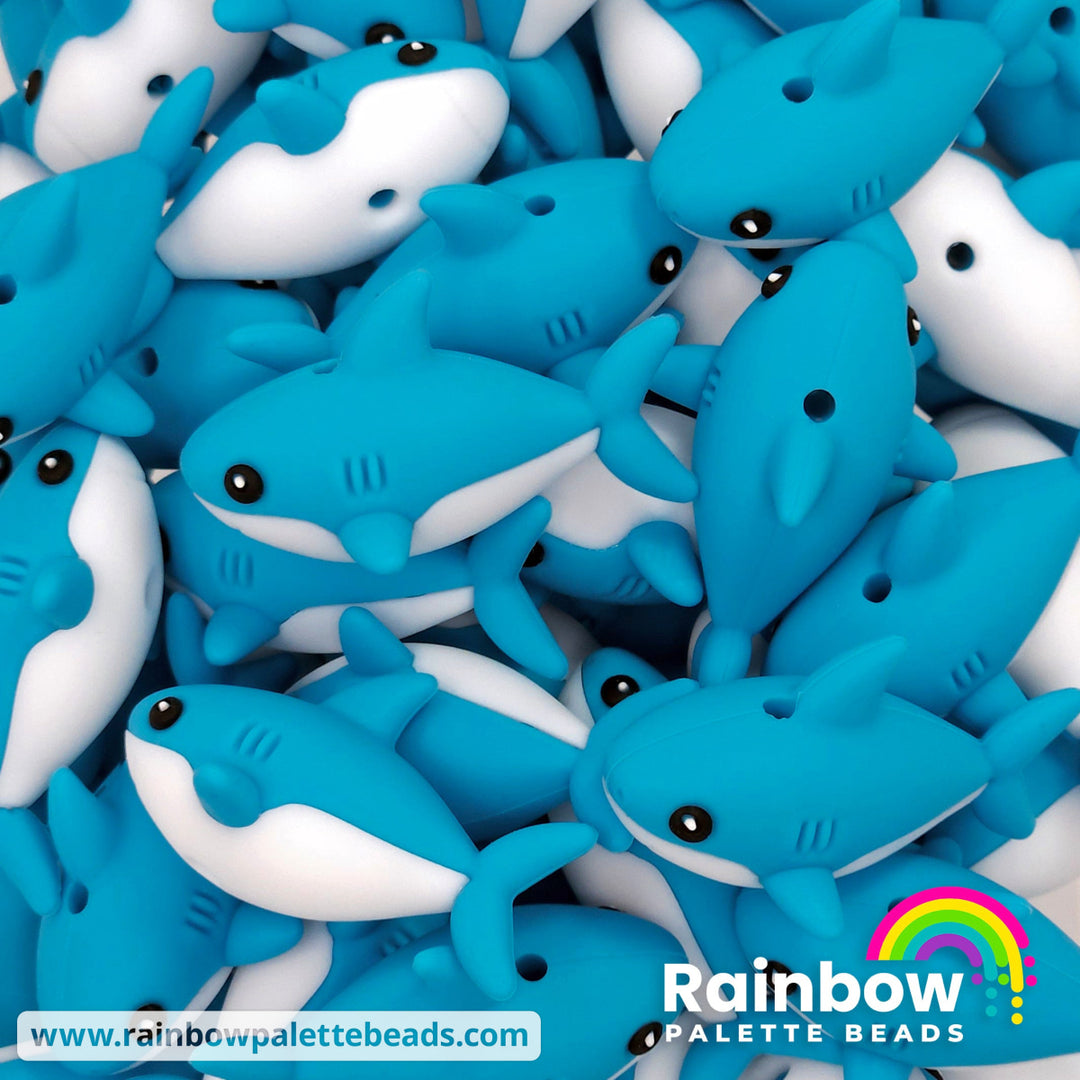 3D Shark Exclusive Silicone Focal Beads Blue Beads