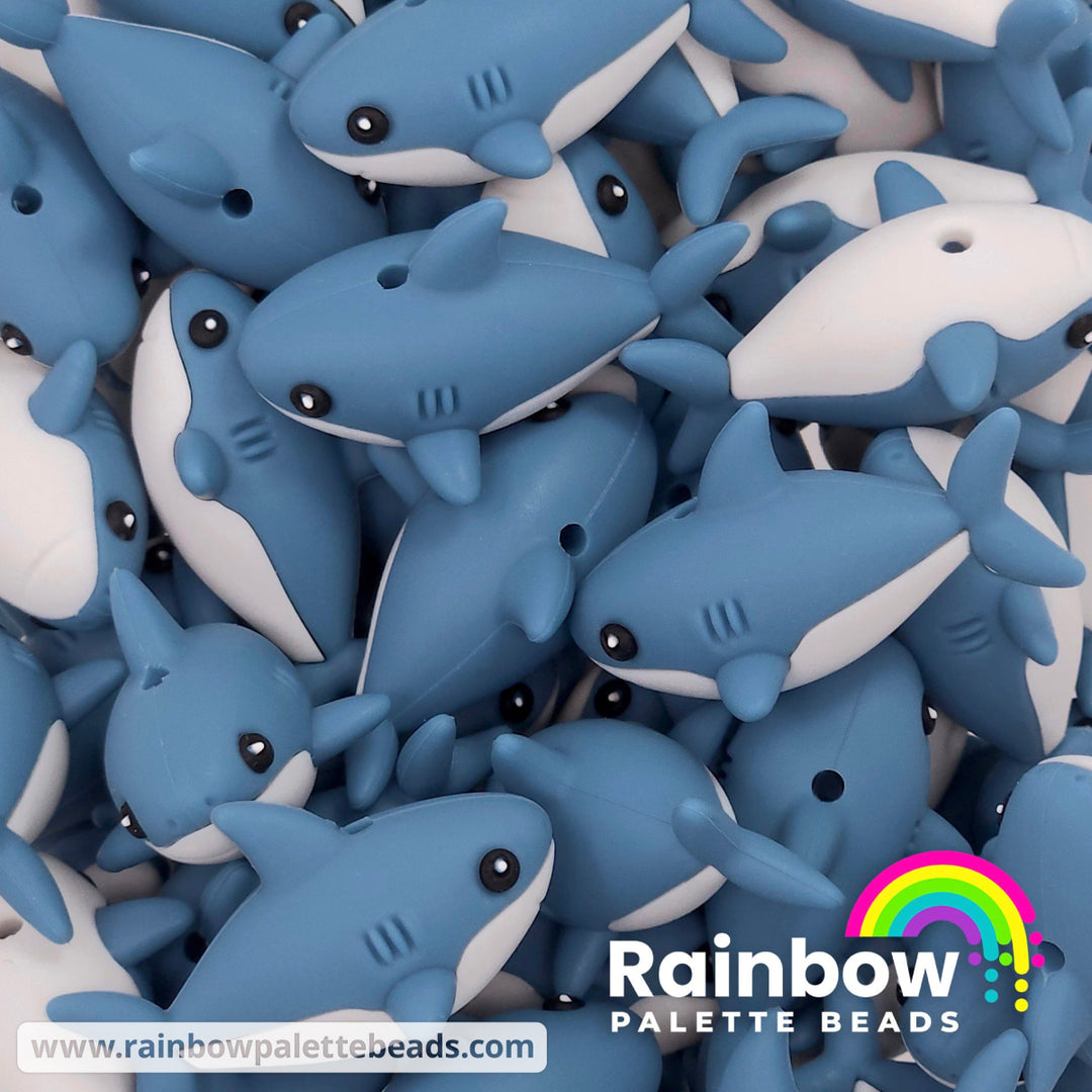 3D Shark Exclusive Silicone Focal Beads Blue-Gray Beads