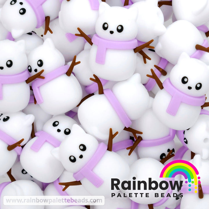 3D Snow Kitty Exclusive Silicone Focal Bead Lavender / Single Bead Beads