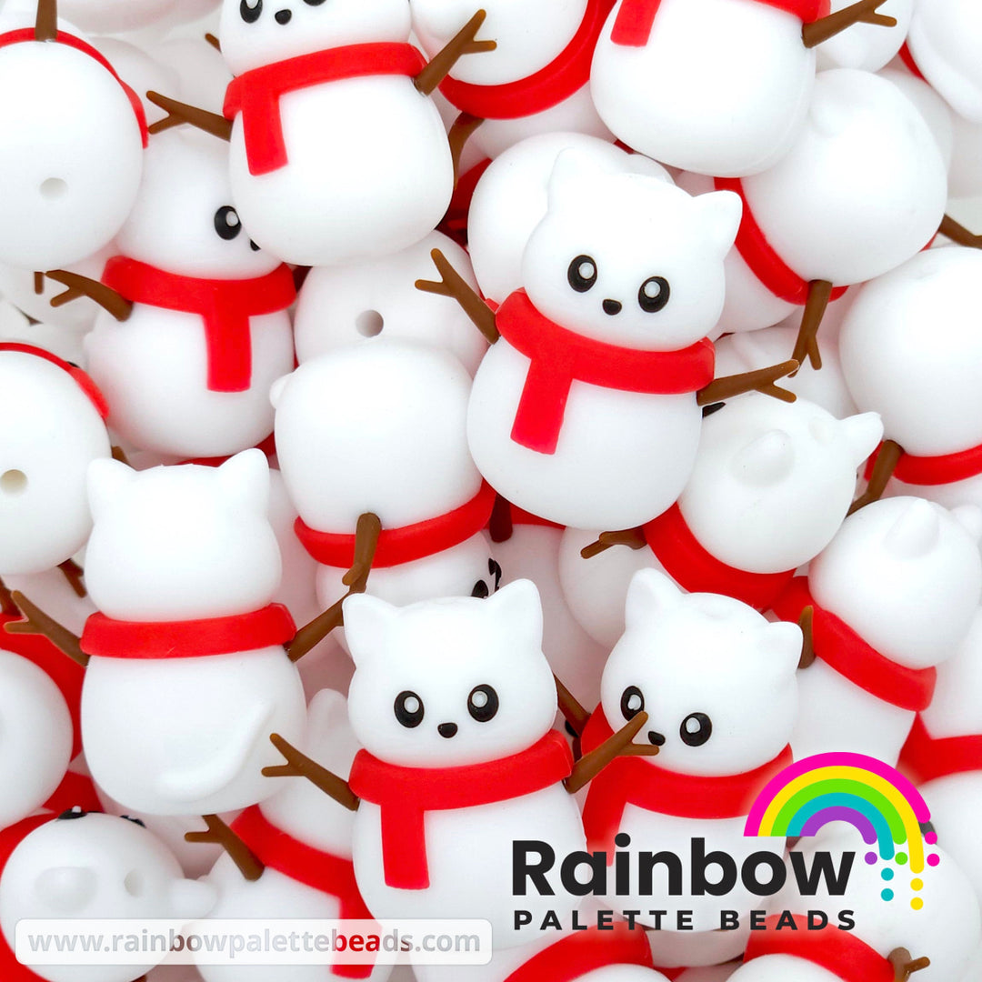 3D Snow Kitty Exclusive Silicone Focal Bead Red / Single Bead Beads