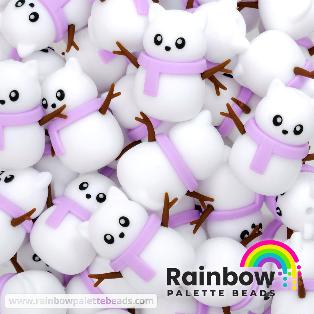 3D Snow Kitty Exclusive Silicone Focal Bead Lavender / Single Bead Beads