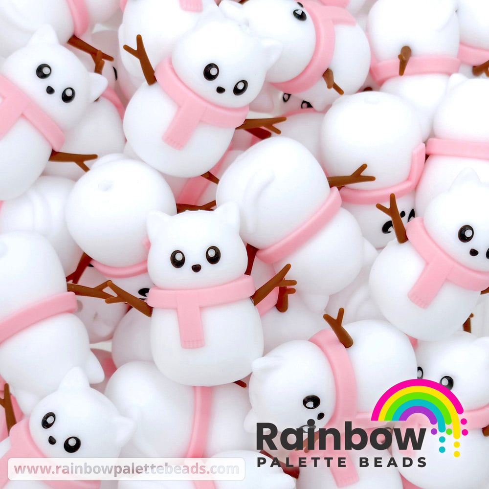 3D Snow Kitty Exclusive Silicone Focal Bead Light Pink / Single Bead Beads